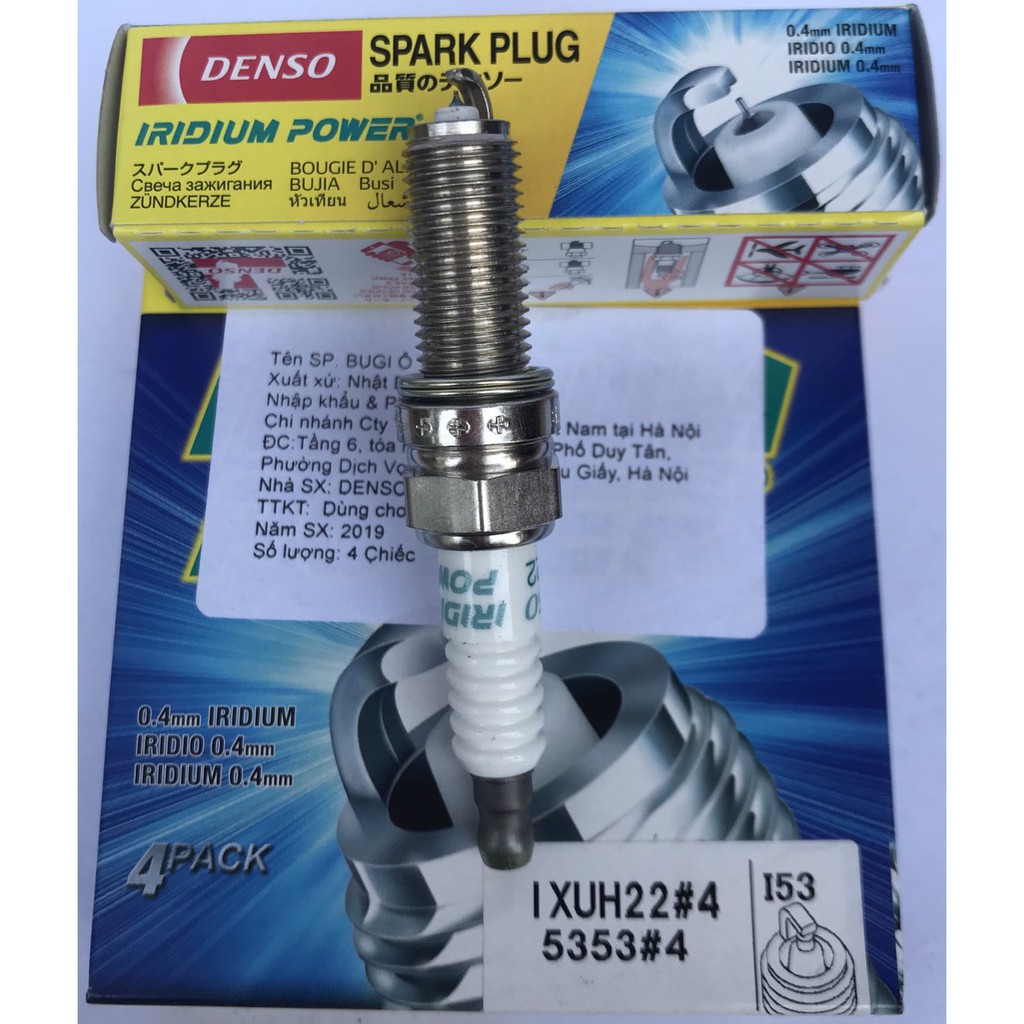 Bugi DENSO chính hãng Iridium Power IXUH22 (Bộ 4 bugi)