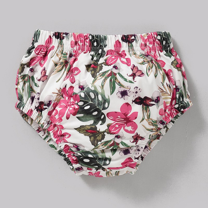 Bộ Áo Kiểu Tay Cánh Tiên Màu Trắng + Quần Đùi Họa Tiết Hoa MIKRDOO Thời Trang Dành Cho Bé Gái Sơ Sinh