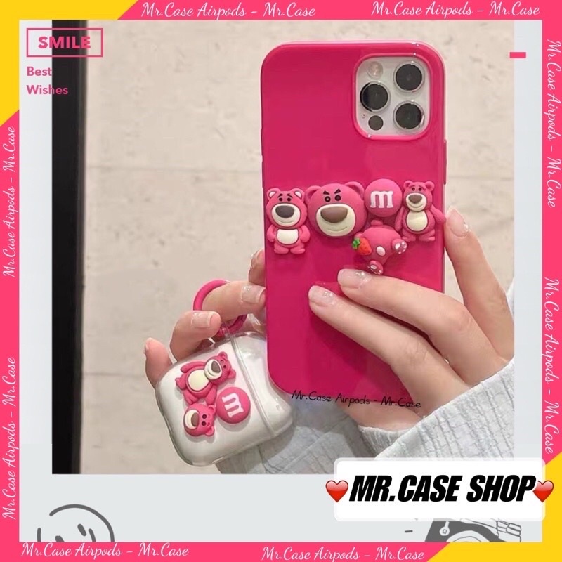 Case iPhone Gấu Hồng Nổi Dẻo Dành Cho 12Promax/12/11Promax/Xsmax/X/Xs/7Plus/8Plus  - Mr.Case Ảipodsi