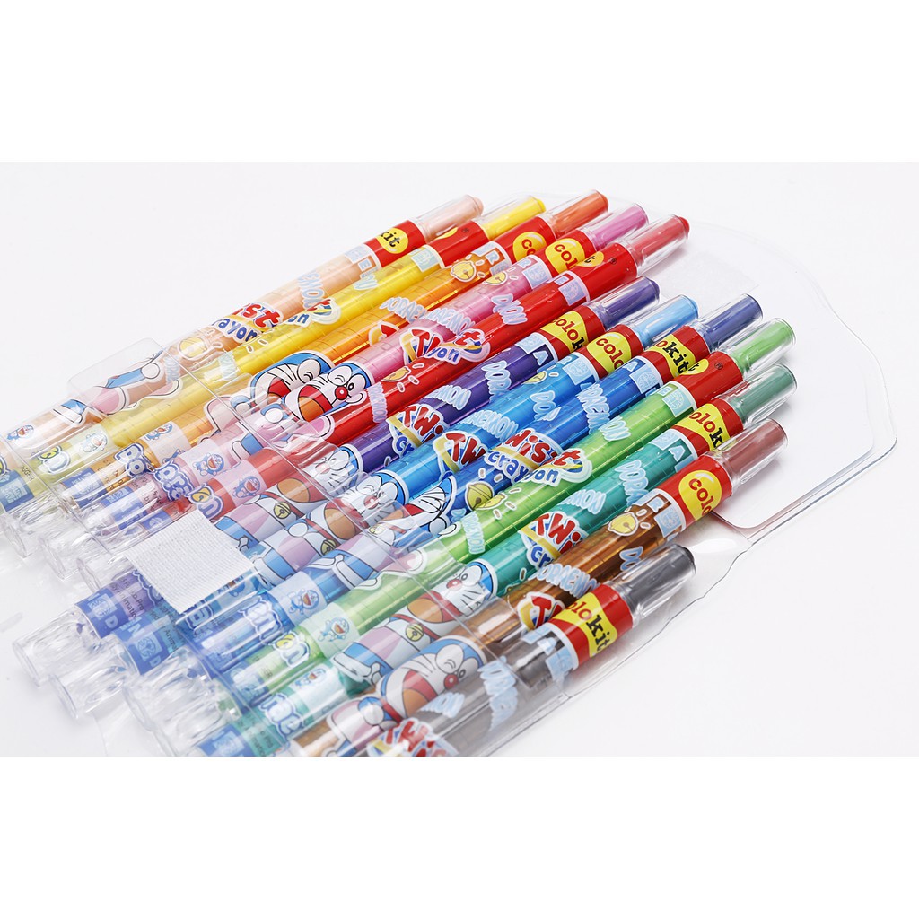 Bút sáp vặn (xoay) ColorKit 12 màu TCR-C04/DO cam kết hàng công ty