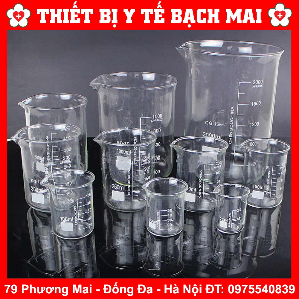 Cốc Đong Thủy Tinh Thí Nghiệm Từ 5ml - 100ml