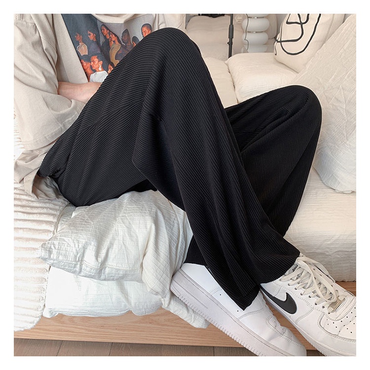 Quần Legging Ống Rộng Xếp Ly Vải Lụa Lạnh Mỏng Thời Trang Mùa Hè Cho Nam