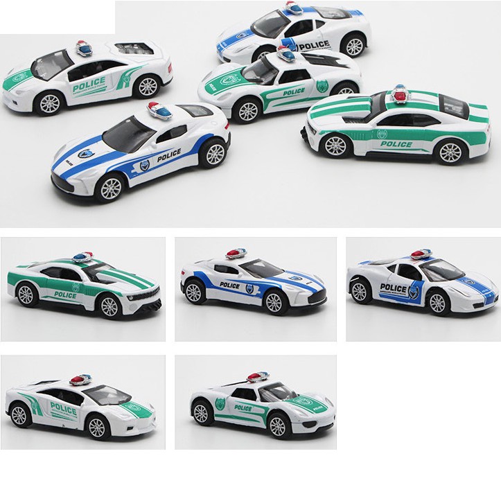 Bộ 5 xe ô tô cảnh sát mini die cast bằng hợp kim và nhựa tỉ lệ 1:64