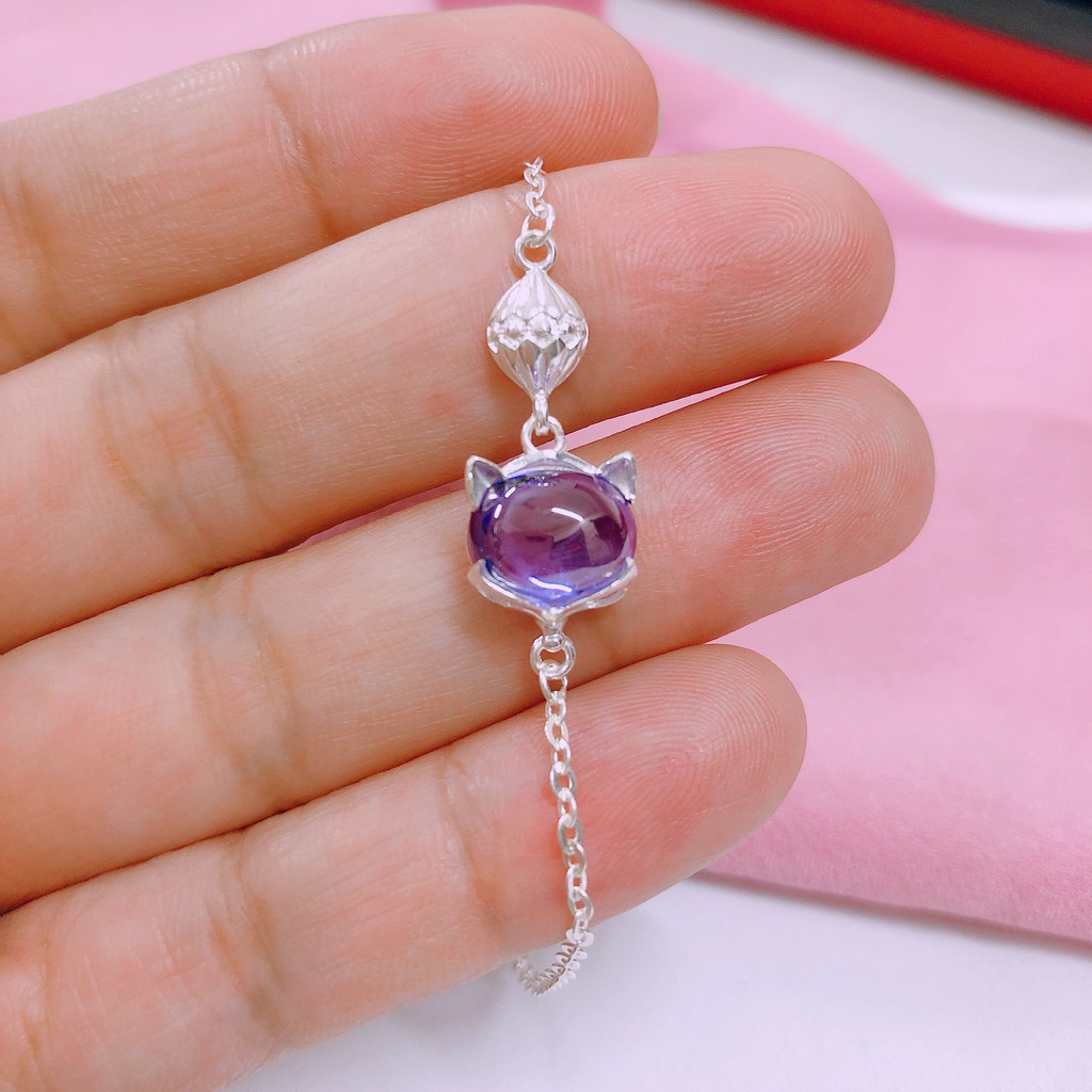 Lắc tay nữ bạc ta mặt hồ ly đủ màu - Bibi silver - BBS