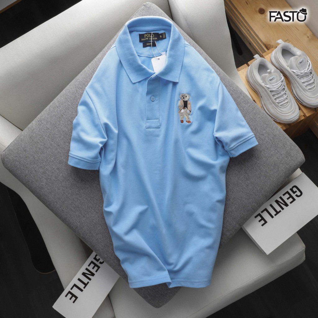 (Xả kho Áo Polo nam) Áo Polo Xanh Nhạt Thêu Logo - Thời trang nam FASTO