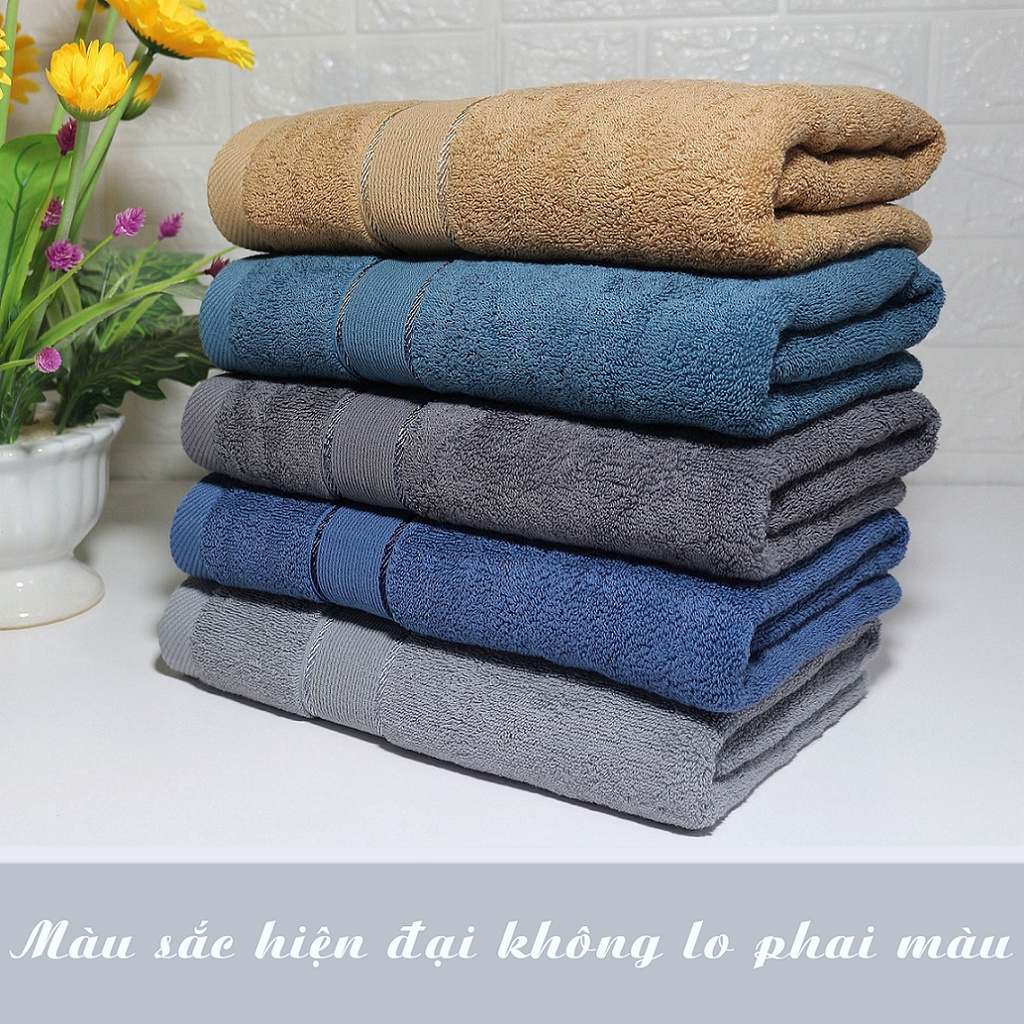 Khăn tắm cao cấp 100% cotton, Combo 3 chiếc dày dặn mềm mại thấm hút cực tốt_Khăn mặt Hanoitex