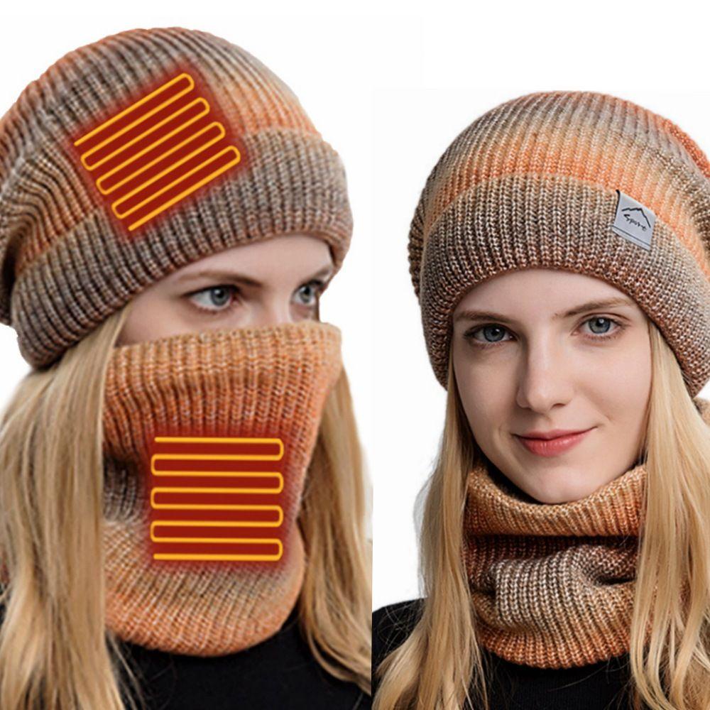 Mũ Beanie Dệt Kim Giữ Ấm Màu Gradient Thời Trang