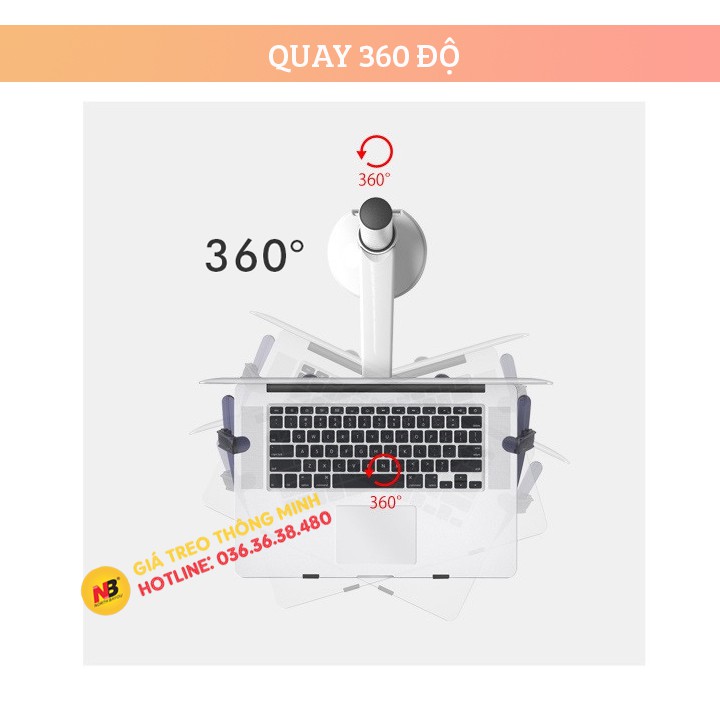 Giá Treo Đỡ Laptop 10 - 15 Inch / Máy Tính Bảng 9 - 10 Inch / Hợp Kim Nhôm Cao Cấp Model: OA 1S