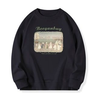 ihkke Áo sweater ihkke dáng rộng phong cách cổ điển Mỹ cho nữ
