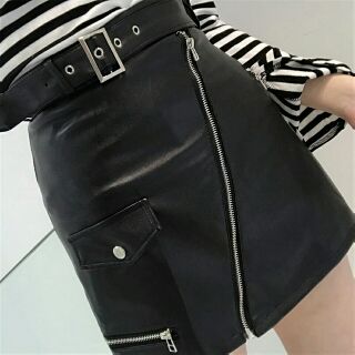 [SẴN+ẢNH THẬT] Chân váy da Ulzzang kèm thắt lưng