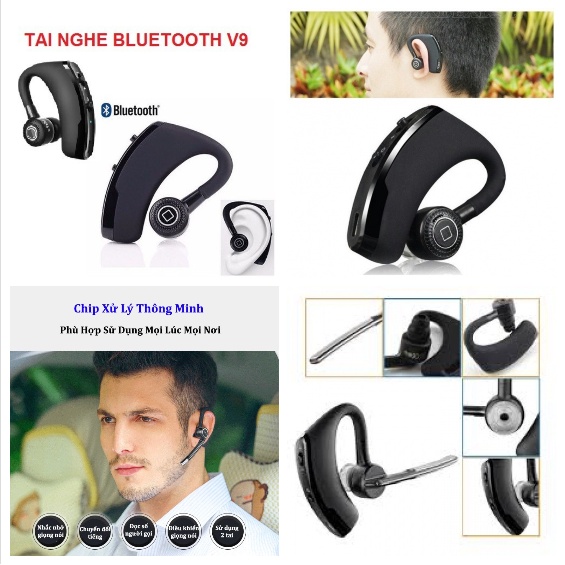 TAI NGHE BLUETOOTH MÓC TAI V8, V9, HM18 - CHỐNG ỒN, CHỐNG NHIỄU [HCM]