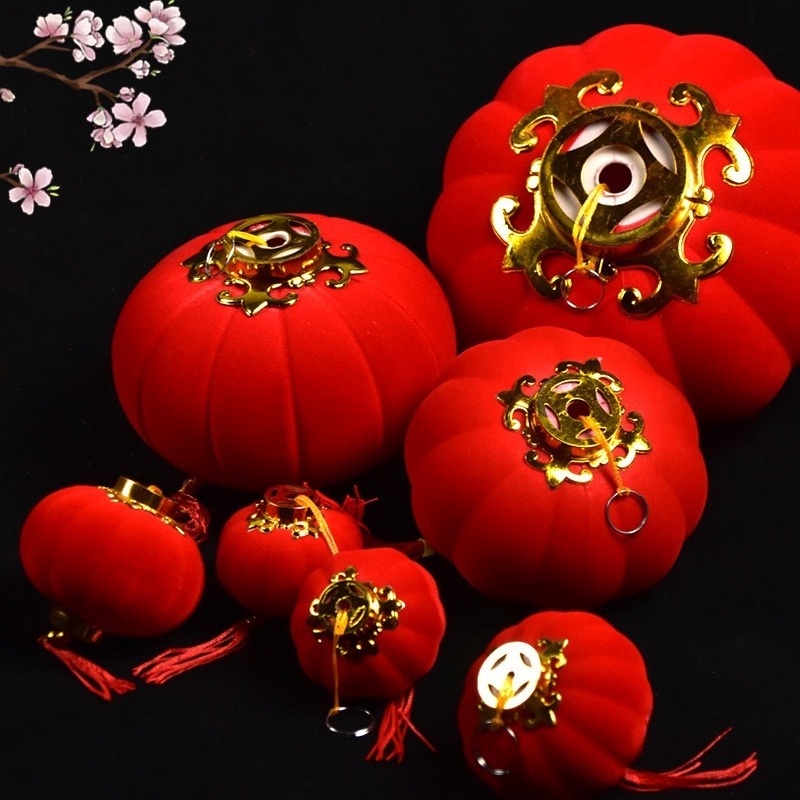 Bộ 20/30 phụ kiện đèn lồng treo trang trí năm mới phong cách Trung Hoa