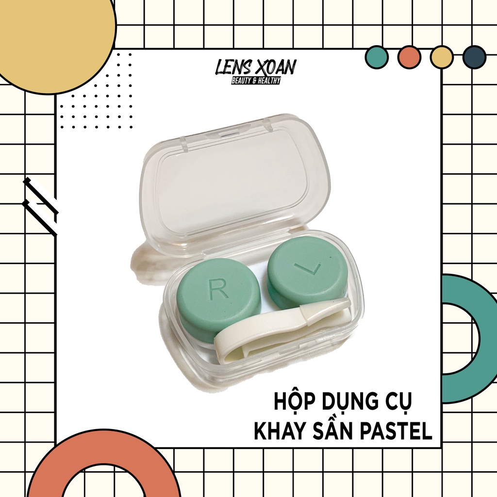 HỘP ĐƯNG LENS CÓ DỤNG CỤ KHAY SẦN PASTEL | LENS XOẮN