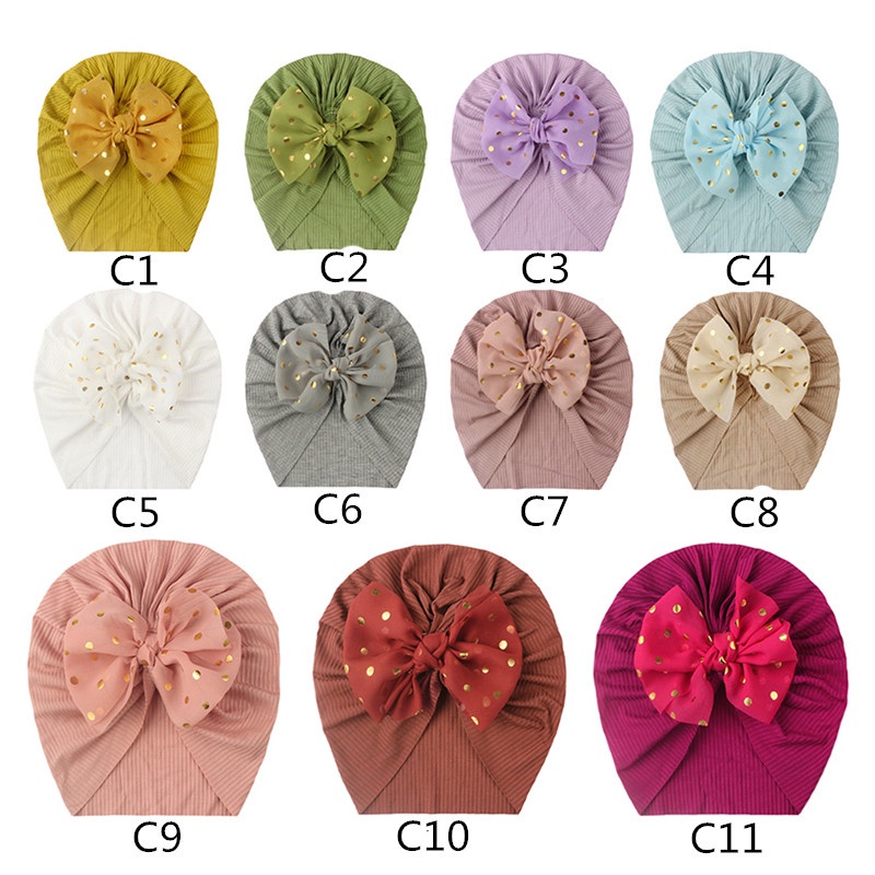 Mũ Turban Mềm Mại Co Giãn Màu Trơn Dành Cho Bé 0-4 Tuổi