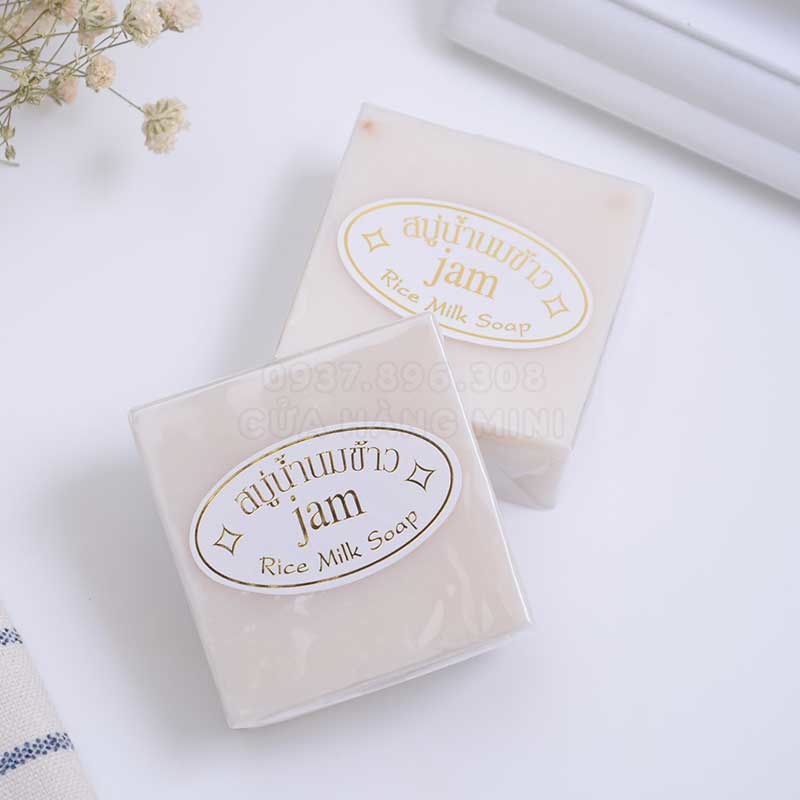 Xà bông cám gạo Jam Thái Lan Rice Milk Soap giúp dưỡng ẩm trắng da, tẩy tế bào chết, giảm mụn lưng - NEON BEAUTY