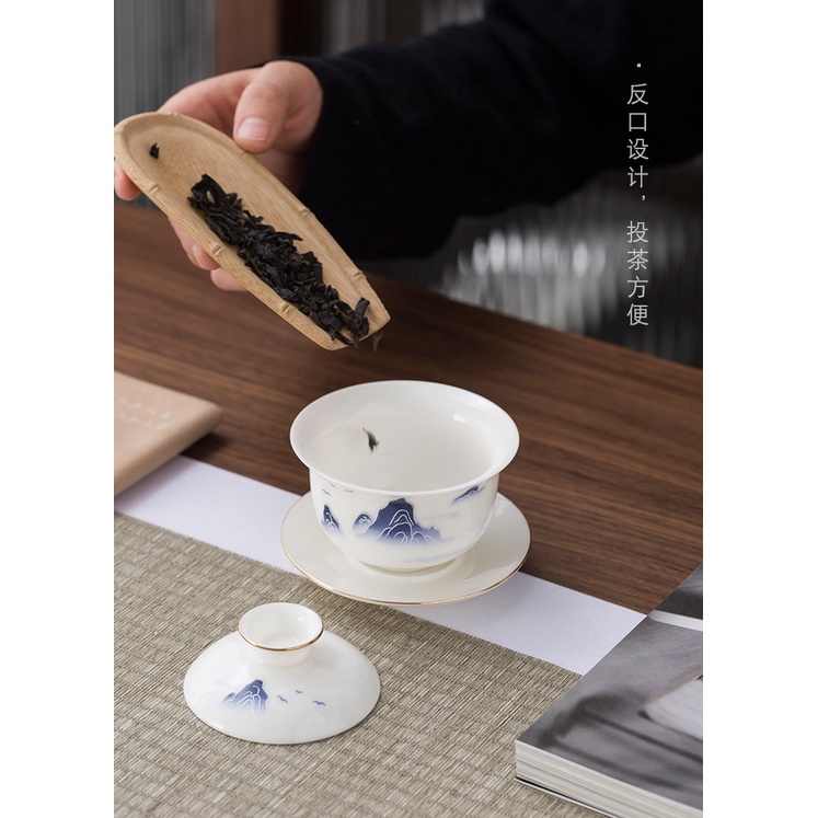 Chén Khải sứ trắng Bạch Định thấu quang 160 ml