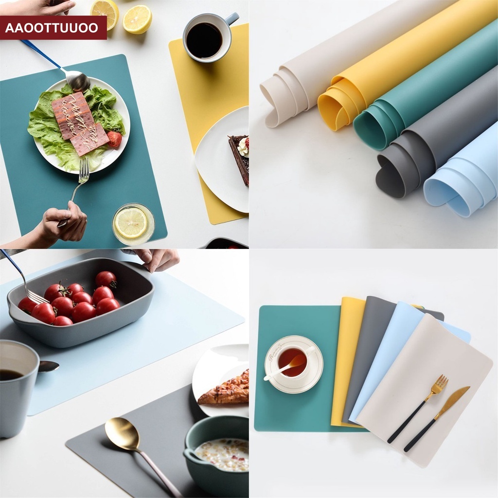 Tấm lót bàn ăn bằng silicone cách nhiệt chống trượt không thấm nước 4 màu tự chọn