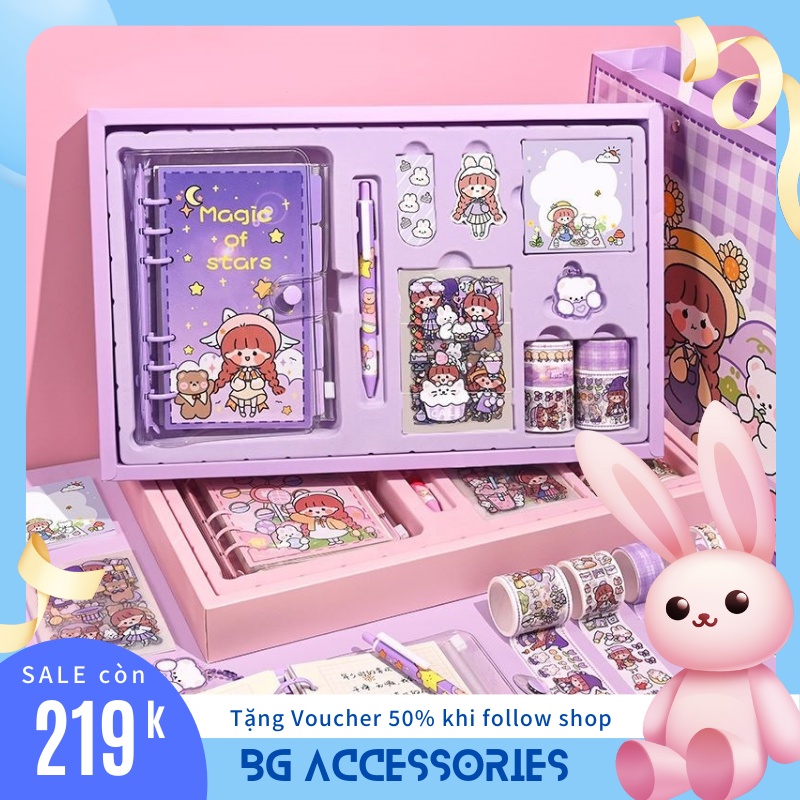 Set Quà Tặng Hộp Sinh Nhật Combo Washi Tape Sticker Sổ Tay Cute
