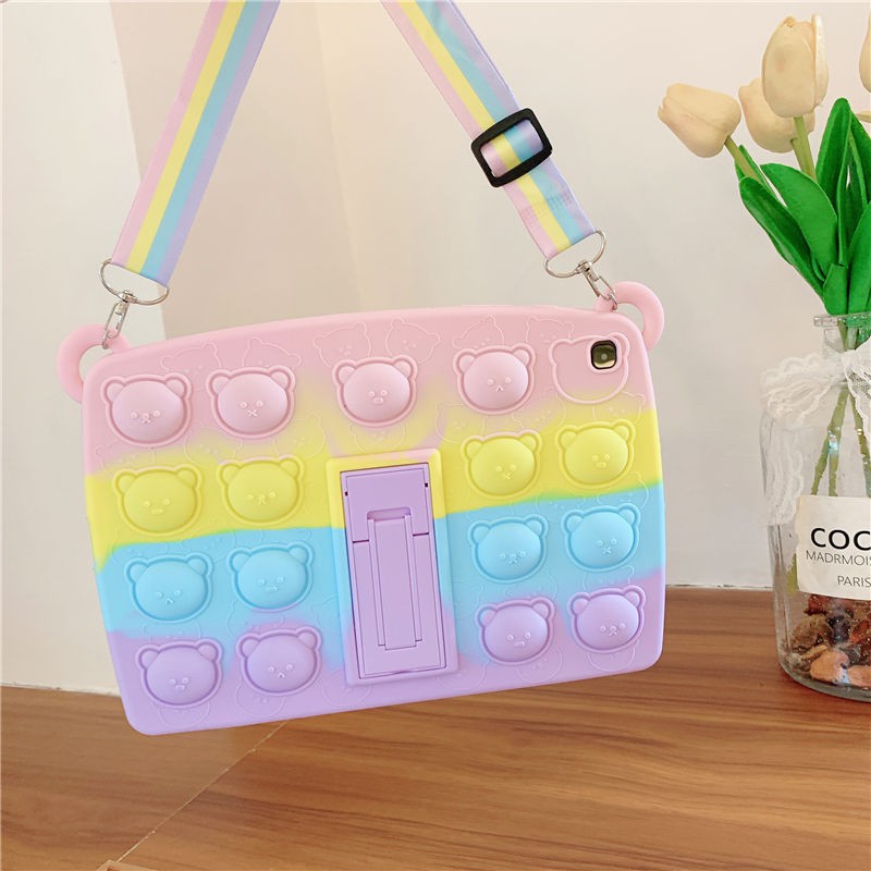 Ốp máy tính bảng silicone chống sốc có dây đeo và bóng giải tỏa cho Samsung Galaxy Tab A 8.0 "10.1" A7 10.4 "S6L 8.7"