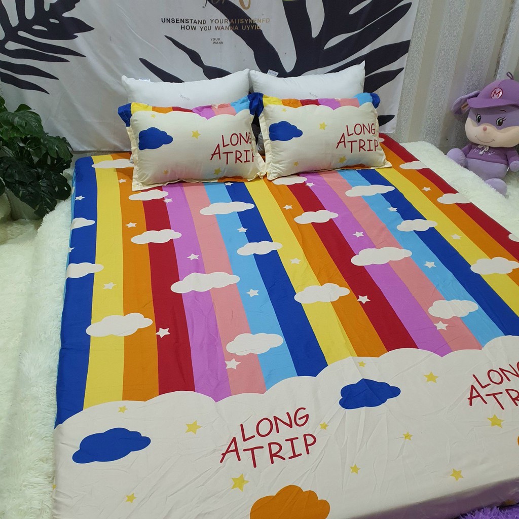 Thanh lí gấp bộ ga gối polly 1m6 1m8 ⚡️1 drap + 2 áo gối mới 2023