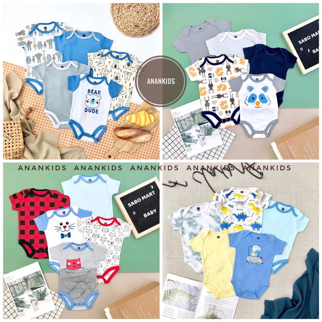 (CHỌN MẪU) SET 5 Bodysuit Body Chip Cộc Tay Belitii Siêu Xinh Cho Bé Trai Bé Gái