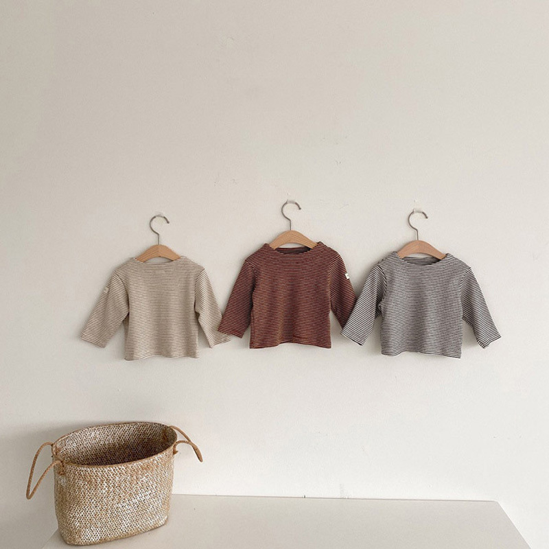 Áo Thun Cotton Tay Dài Kiểu Kẻ Sọc Thời Trang Cho Bé Trai