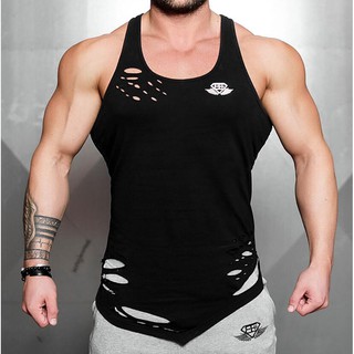 Ba lỗ nam tập gym Body engineers đục lỗ vạt chéo hàng nhập khẩu chính hãng
