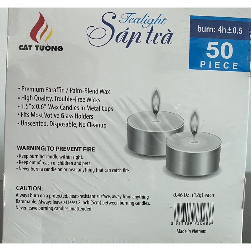 Hộp nến Tealight không khói (50 viên) - 2 giờ/1 viên