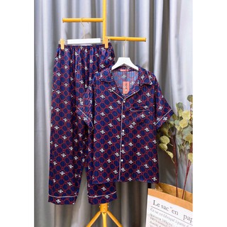 #PIJAMA LỤA GẤM TAY NGẮN HOẠ TIẾT BIGSIZE