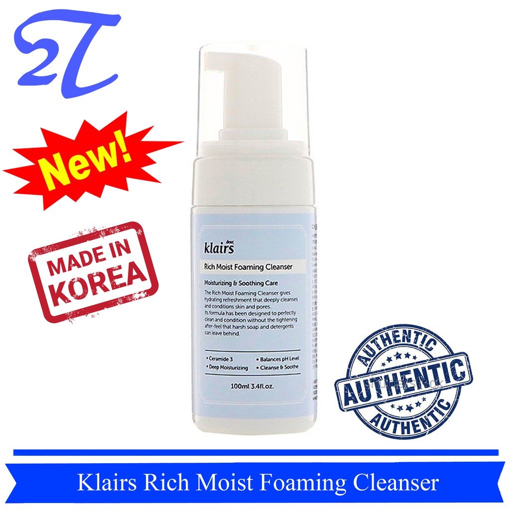 Sữa Rửa Mặt tạo bọt dưỡng ẩm Klairs Rich Moist Foaming Cleanser 100ml