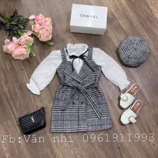 Set váy caro bé gái