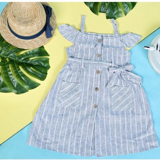 Đầm linen rớt vai Litibaby bé gái 11-34kg