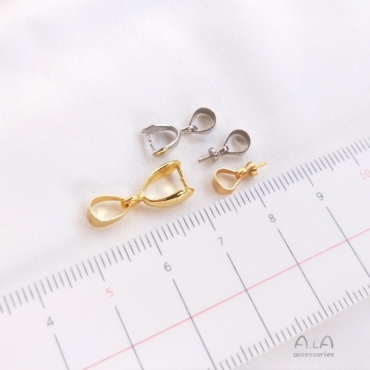 Khóa Kẹp Nửa Lỗ Bằng Bạch Kim Màu Vàng 18K Dùng Làm Mặt Dây Chuyền DIY
