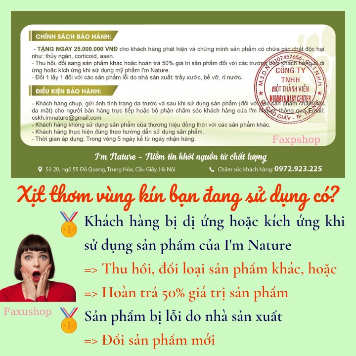 Nước hoa xịt thơm vùng kín Chăm sóc Khử mùi vùng kín Eva Bestie từ thiên nhiên An toàn tối đa của I'm Nature Chính hãng