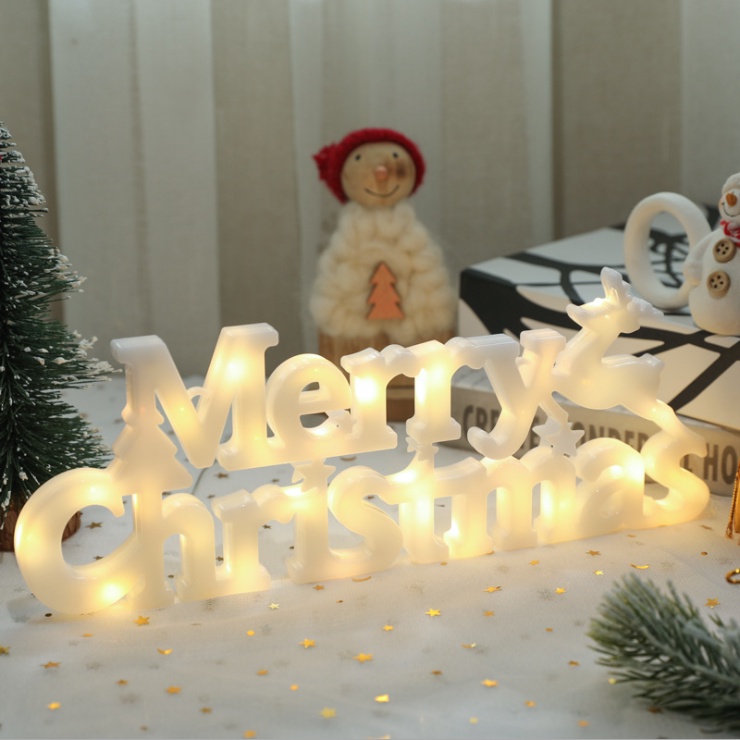 Đèn LED chữ MERRY CHRISTMAS trang trí NOEL, GIÁNG SINH dùng PIN tiện lợi