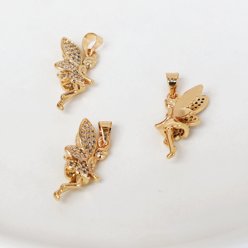 Mặt Dây Chuyền Đồng Mạ Vàng 14K Đính Đá Zircon 10 * 20mm