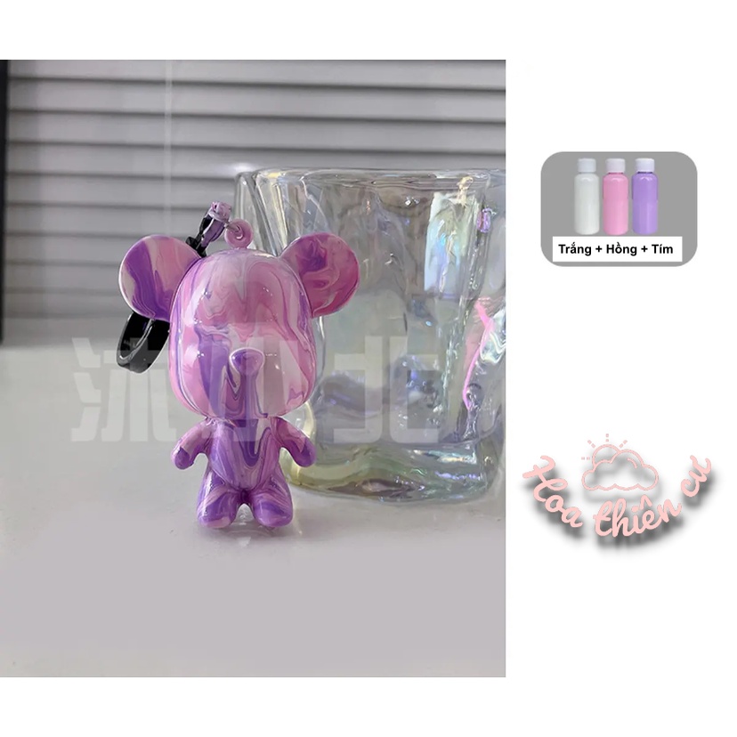 (MẪU MỚI, NHIỀU MÀU) Móc chìa khóa Bearbrick đổ màu tự làm handmade DIY hot trend quà tặng cho bạn bè, người yêu