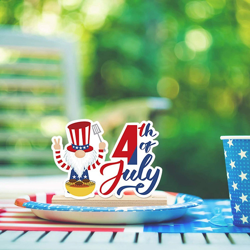 LUCKY Room Decor Home Table Decoration Memorial Day Wooden American Flag Blessed Letter Sign Hot 4th of July Independence Day