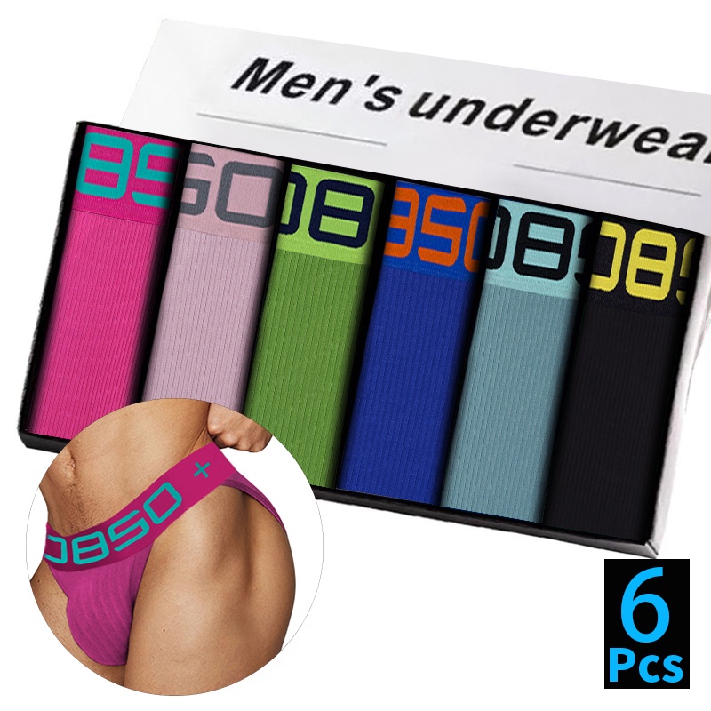 ORLVS Bộ 6 Quần Lót Cotton Lưng Thấp Thời Trang Gợi Cảm Cho Nam (6)BS3517