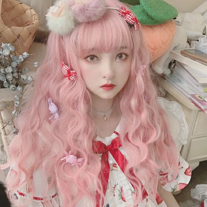 Bộ Tóc Giả Dài Xoăn Phong Cách Lolita Dễ Thương Cho Nữ