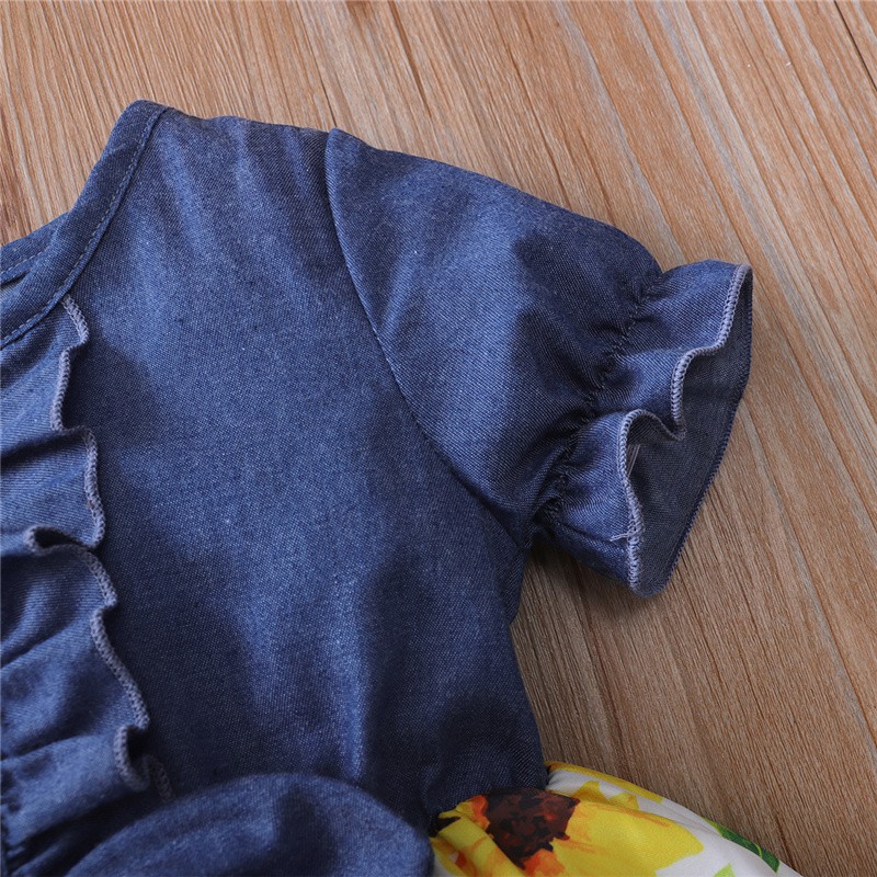 Mikrdoo Họa Tay Ngắn Tiết Hoa Đầm Cho Bé Gái Sơ Sinh