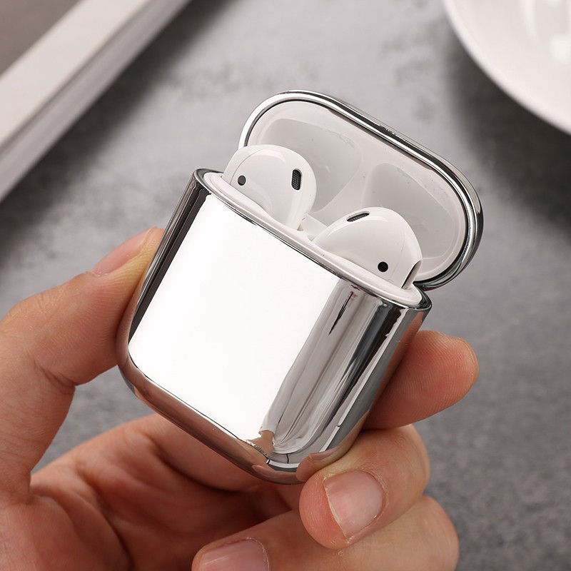 Vỏ Bảo Vệ Hộp Sạc Tai Nghe Airpods 1 2 Bằng PC Mạ Điện Màu Vàng Sang Trọng Chống Rơi