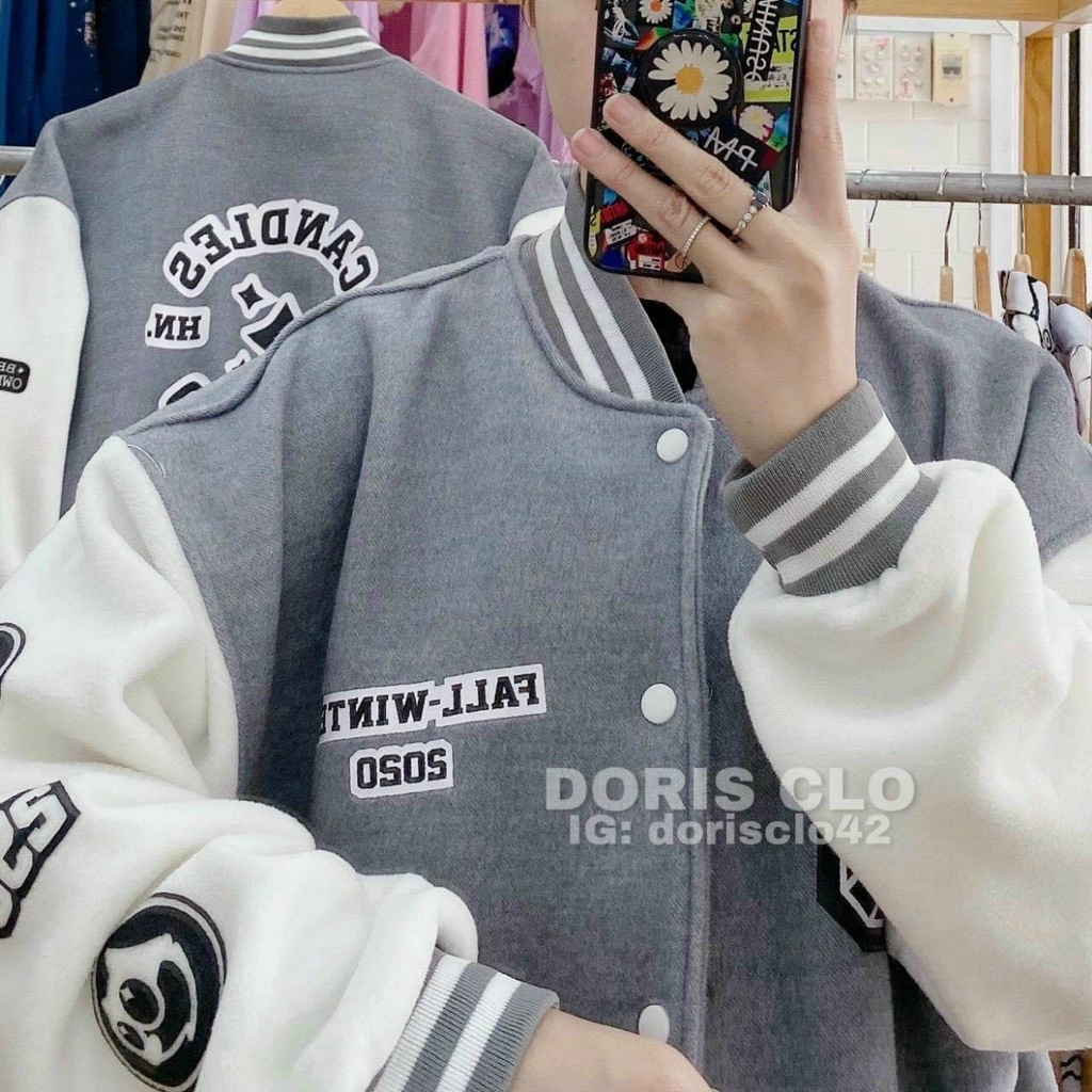 ÁO KHOÁC HOODIE BOMBER PHONG CÁCH BÓNG CHÀY NÚT BẤM TAY PHỐI CS CỰC HOT