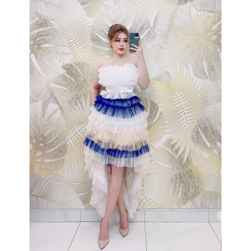 đầm tầng đuôi tôm phối màu ( ảnh và video thật 10000%)