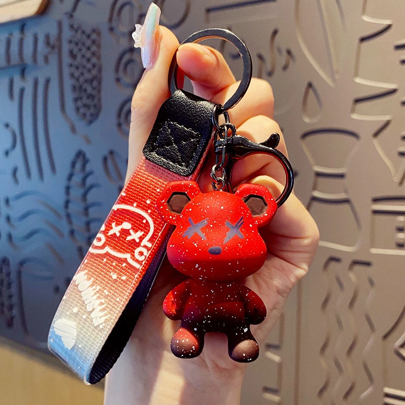 Móc khóa Bearbrick bụi bặm vẩy sơn phong cách Hiphop ngầu lòi chất liệu PVC trang trí balo túi xách, quà tặng-TH21
