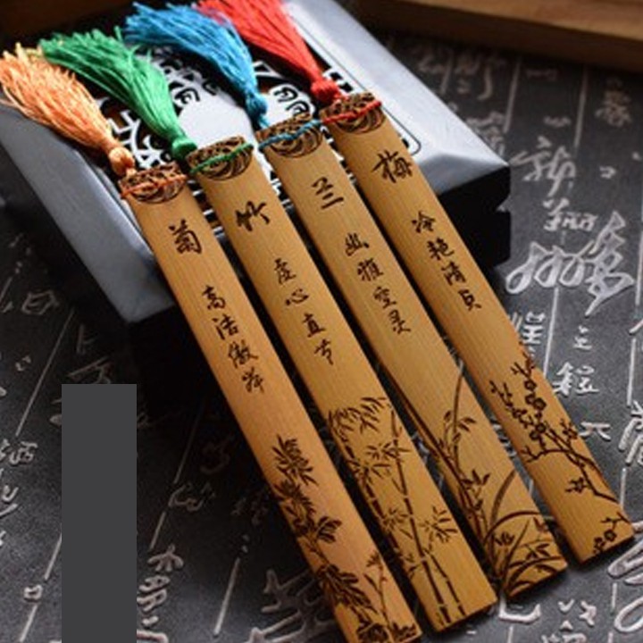Bookmark mai lan cúc trúc bookmark trúc gỗ đánh dấu trang sách phong cách cổ trang cổ điển