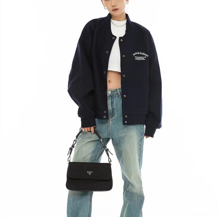 Áo Khoác Bóng Chày Ngắn Dáng Rộng Thêu Họa Tiết Kiểu Retro Mỹ Thời Trang Mùa Thu 22W Cho Các Cặp Đôi