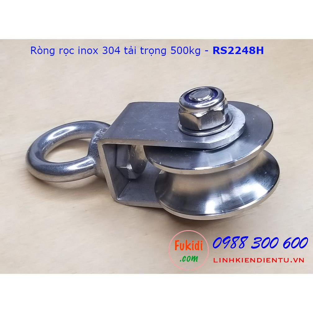 Ròng rọc inox 304 bánh xe bi 22x48mm dài 107mm tải trọng 500kg - RS2248MU, RS2248MV
