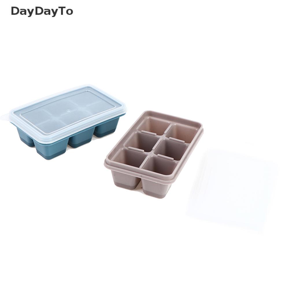 Khuôn Silicone Làm Đá Viên Hình Vuông Nhiều Màu Có Nắp Đậy Tiện Dụng