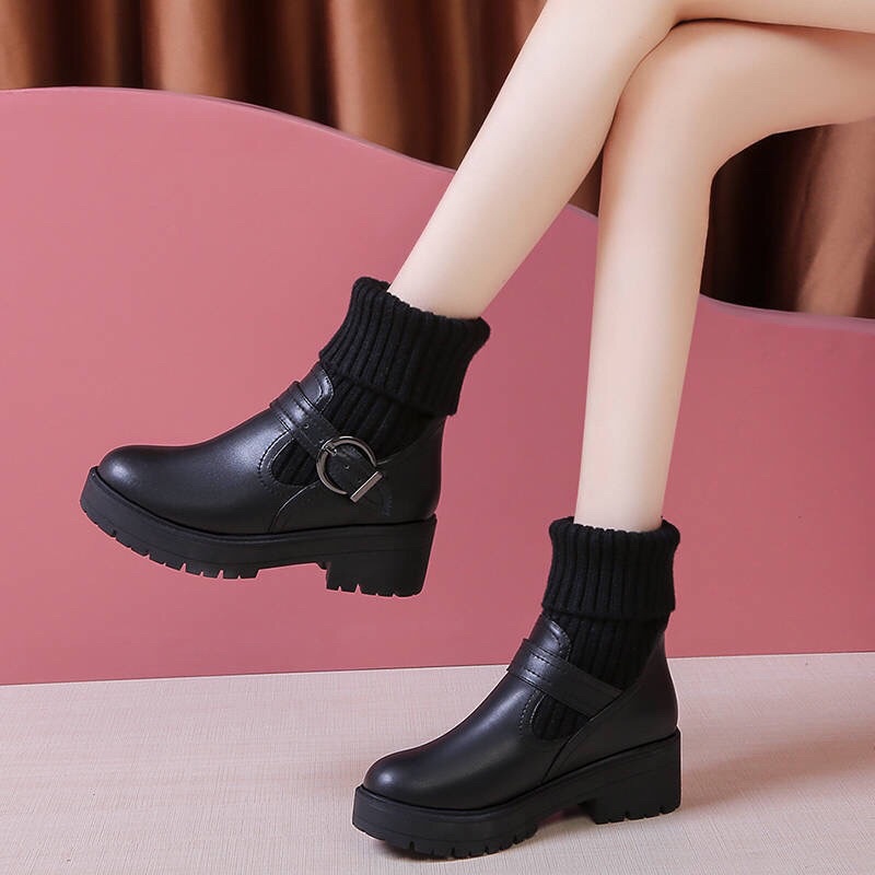BOOTS DA CỔ CAO 🎀 MIX TẤT PHONG CÁCH VINTAGE HÀN QUỐC | BigBuy360 - bigbuy360.vn